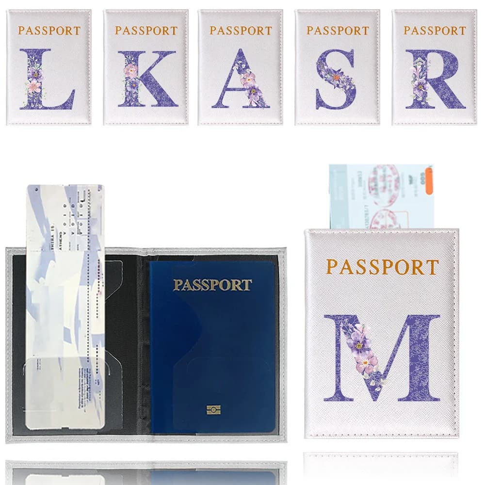 Porta Passaporto Impermeabile Serie Purpleflower, Custodia Protettiva per Passaporto, Accessori da Viaggio per Aereo