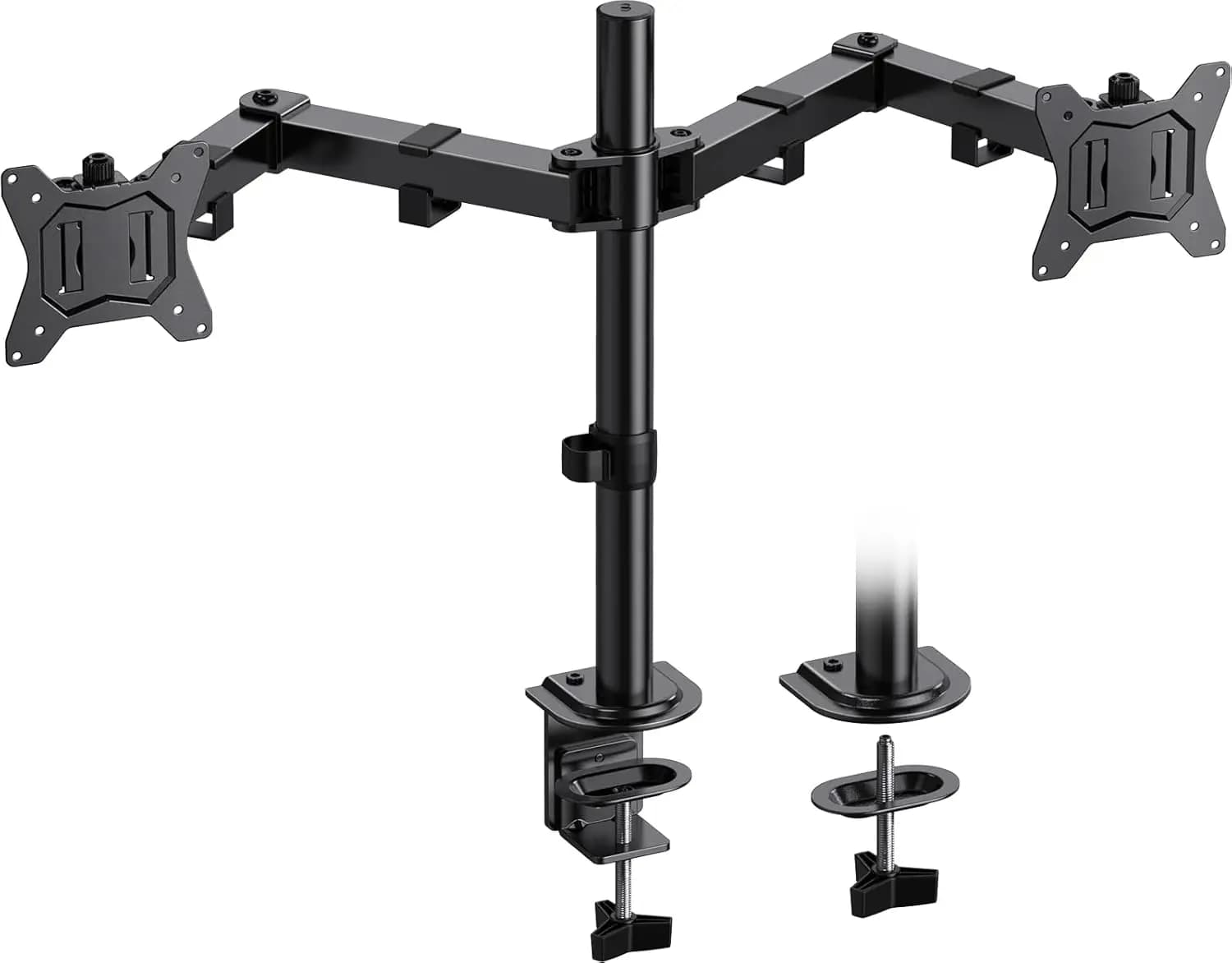Supporto per doppio monitor per 2 schermi fino a 30 pollici, supporto resistente per carichi fino a 22 libbre, inclinazione e rotazione regolabili, VESA 75mm/100mm