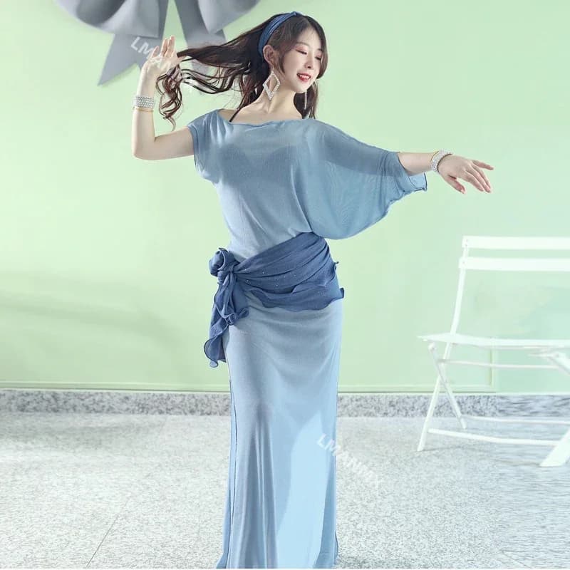 Tuta da allenamento per la danza del ventre per le donne tuta da allenamento per la danza del ventre stampata vestiti Folk Dress abbigliamento per spettacoli orientali femminili