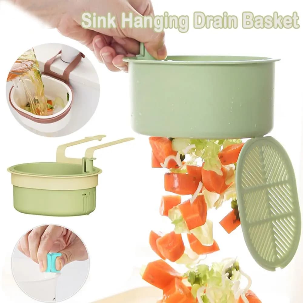 Openable Bottom Sink Hanging Drain Basket Press Dumping Waste Separate Sink Storage Rack Versatile Creative