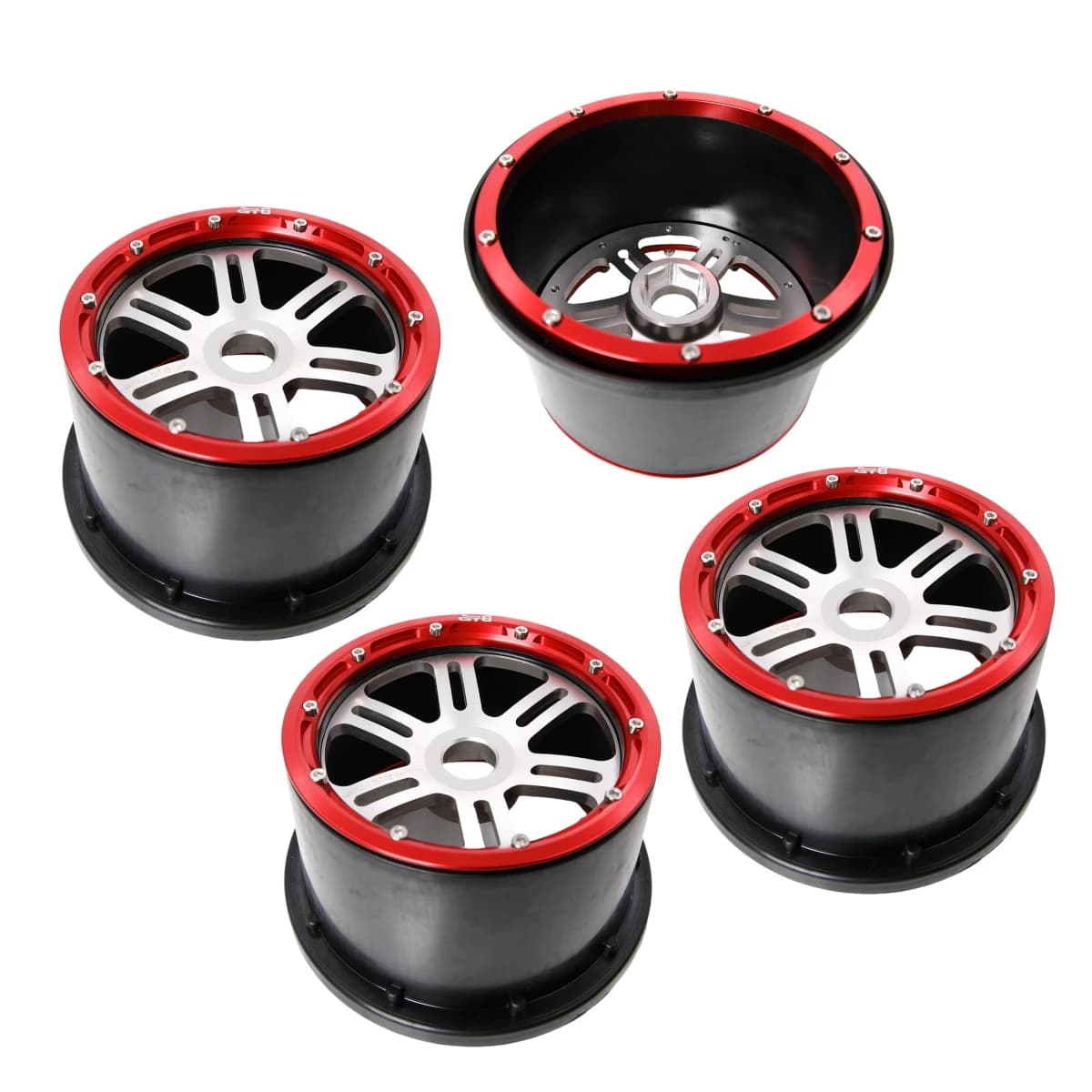 GTBRacing 1/5 RC Car HPI Baja 5B SS 5SC - Set di Ruote Rinforzate con Cerchi in Metallo (4 pz/set) - Parte di Aggiornamento