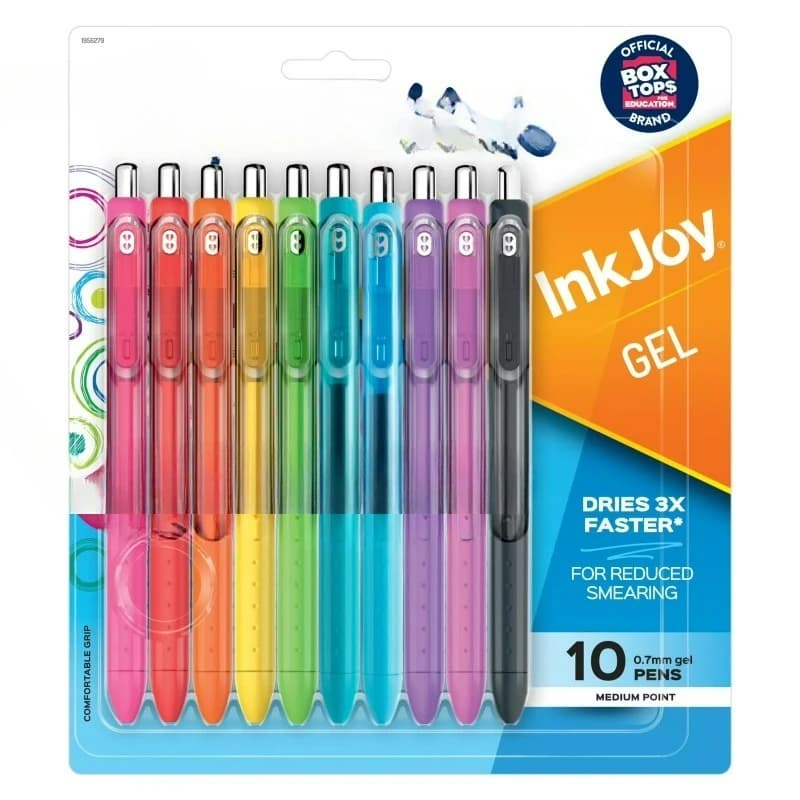 Gel Pens, Medium Point (0.7 mm), Assorted Colors, 10 Count