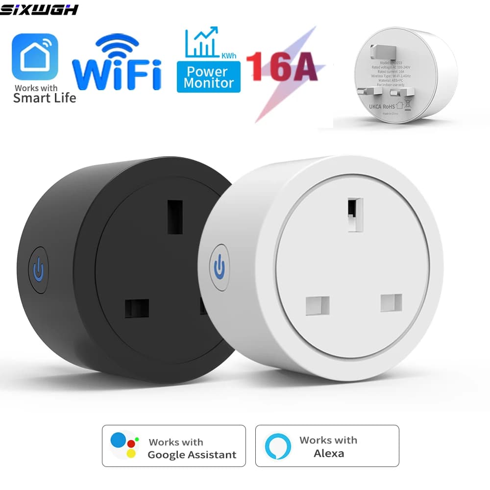 Smart WiFi Tuya socket with Consumption, Timer and Countdown function, Compatible with Smart Life, Alexa and Google Home App for Voice Control