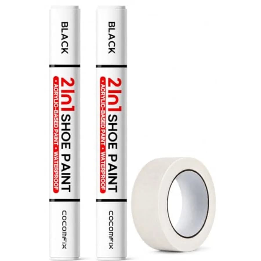 2-in-1 Shoe Paint, 2-Pack Acrylic Shoe Paint Marker for DIY Midsole Recoloring and Instant Scuff Fix, Permanent Sneaker Dye Pen