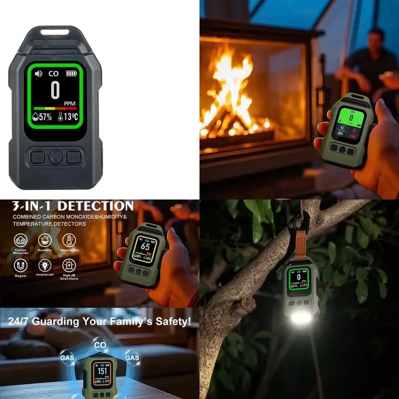 HEDAO CO-THE01896 3-in-1 Home Indoor Analyzer Portable Carbon Monoxide Sensor CO Leak Detector Alarm