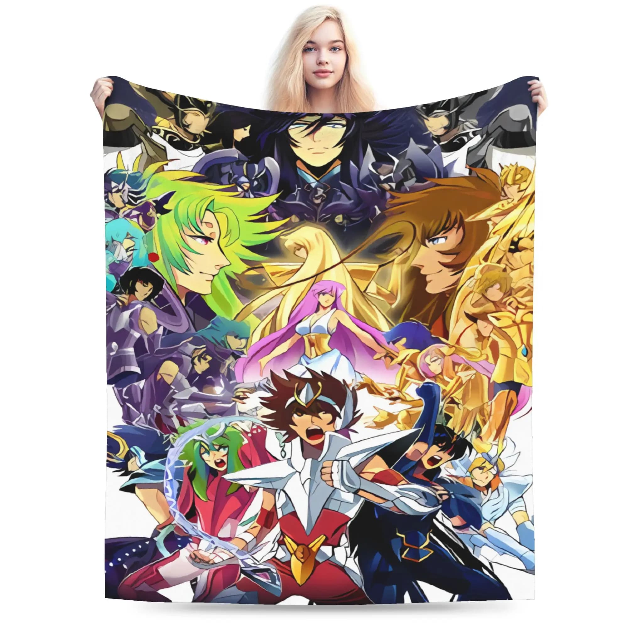 Anime Sainting-Seiyas Gold Saint Cartoon Super Soft Blanket Decorative Plush Bedding Throws Flannel Bedspread Sofa Bed Cover