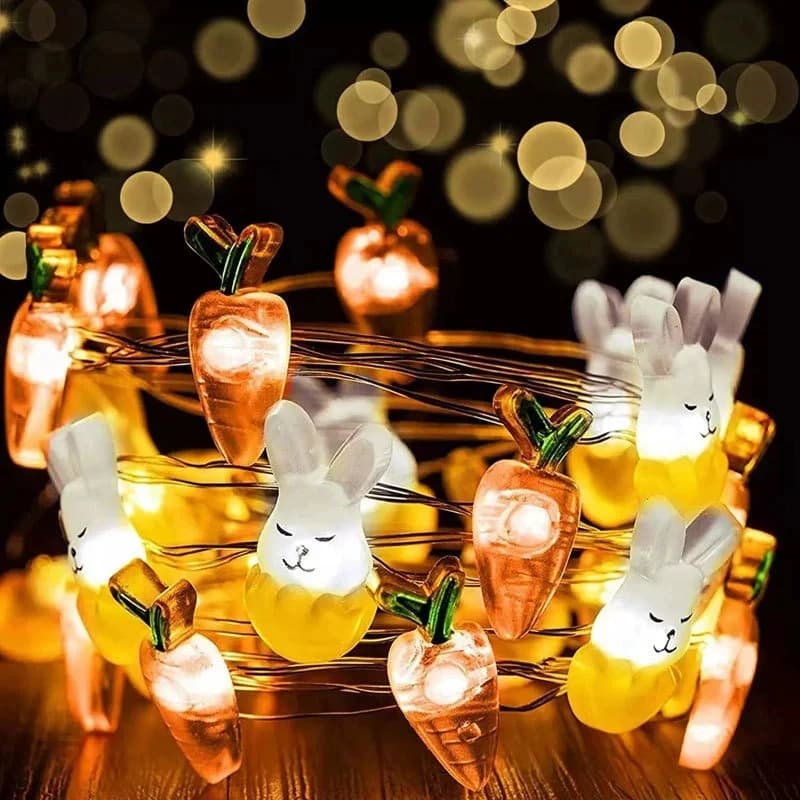 2M 20LED Pasqua Coniglio Luce Della Stringa Carota Pulcino Uova Fata Luce Ghirlanda Buona Pasqua Decorazione Del Partito Per La Casa Regalo Dei Bambini 2025