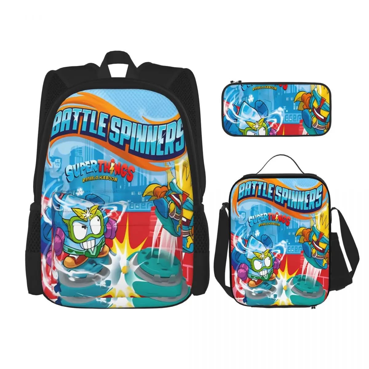 3pecs/set SuperThings Cartoon Backpack for Boys Girls Super Zings Kindergarten High School Daypack Lunch bag Pencil Case