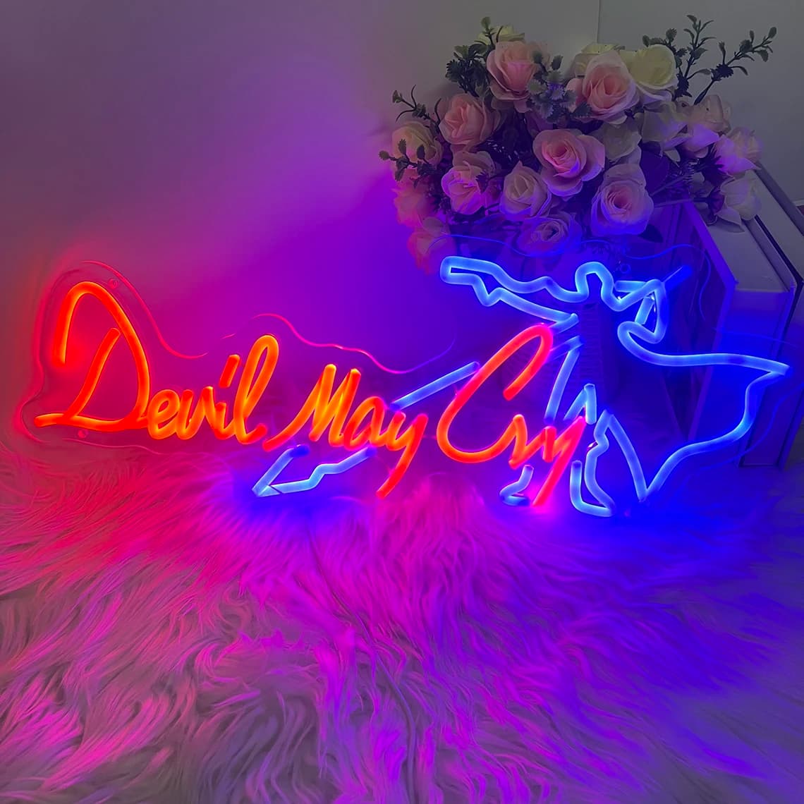 Insegna al neon Devil02 May02 Cry02 Insegne al neon personalizzate Camera da letto Neon Bar Insegna Decor Neon Game Room Decor Regali per giocatori