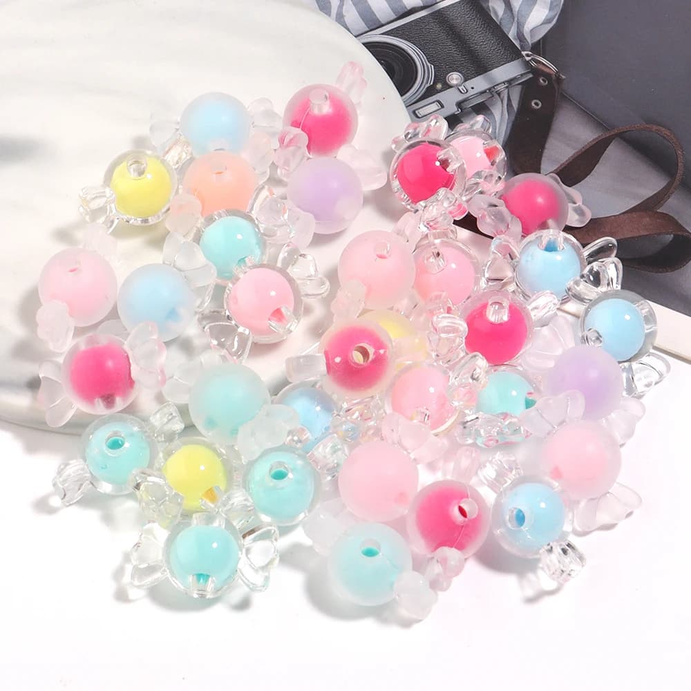 50/100 Pezzi Perline Acriliche Colorate Miste, Perline Distanziatrici Smerigliate a Forma di Caramella per Creazione Gioielli Fai da Te, Ciondoli e Braccialetti