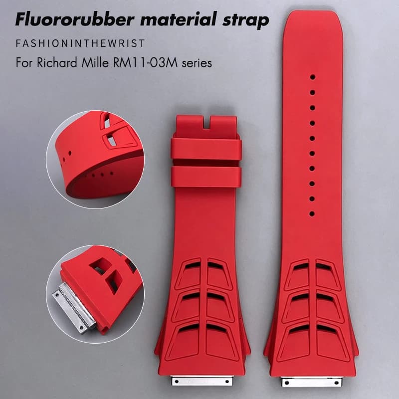 High Quality FKM Fluororubber Watchband Fit for Richard Mille RM11-03 Series Men’s Watch Band Waterproof Breathable Watch Strap
