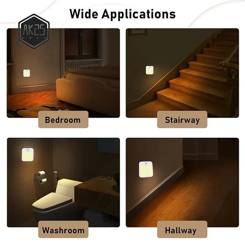 AK25-Motion Sensor LED Night Lamps Children Night Light Intelligent LED Night Lamp for Bedside Bedroom Nigh European Plug