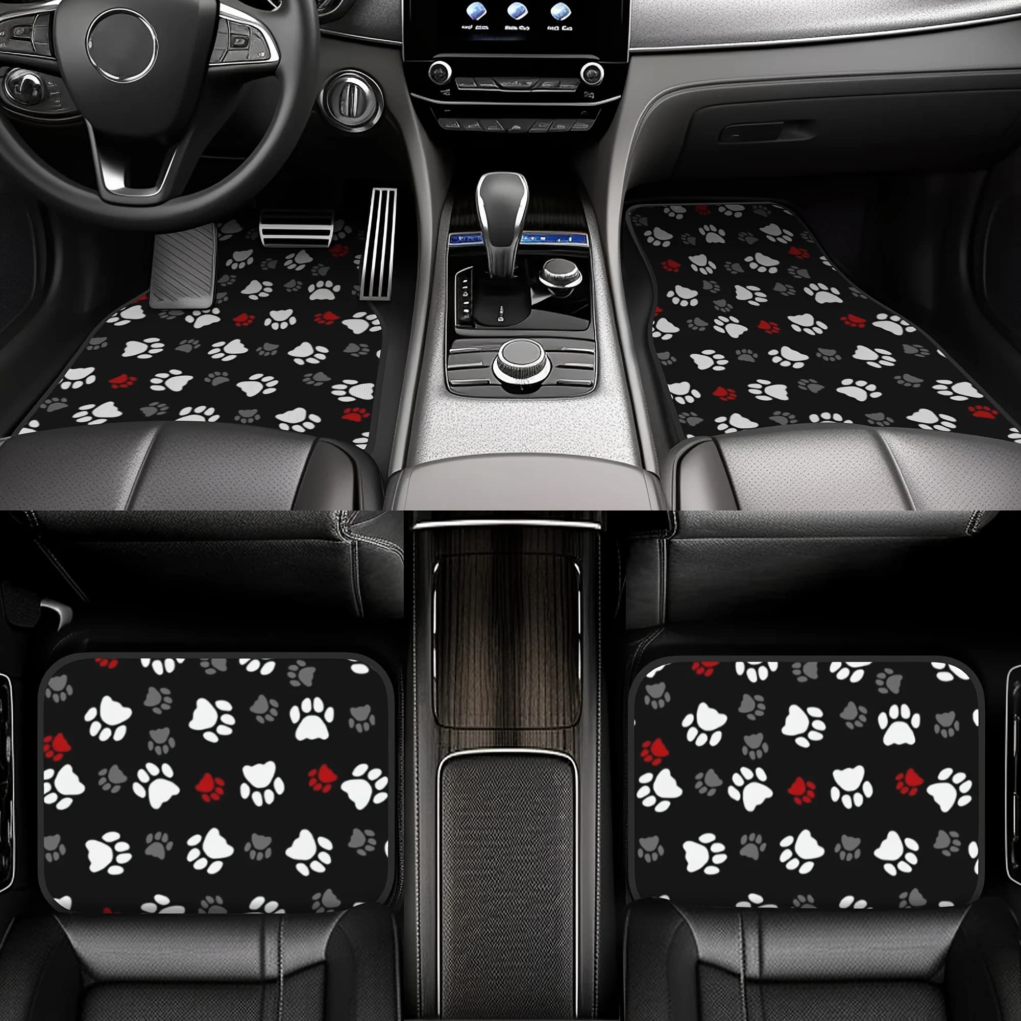 4pcs, Red Claw Accent Pattern Car Floor Mats - Suitable For Use In Front And Rear Seats - Compatible With Sedans, Trucks, And Su