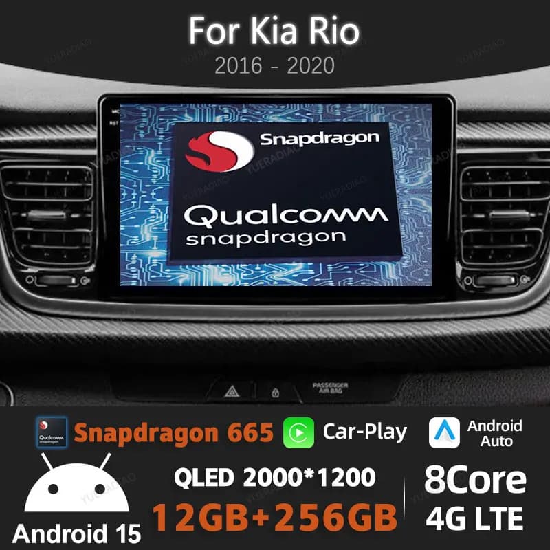 Android 15 Autoradio Per Kia Rio 2016 2017 2018 2019 2020 2021 2022 GPS NAVI 2DIN 4G WIFI BT Lettore Video Multimediale Qualcomm