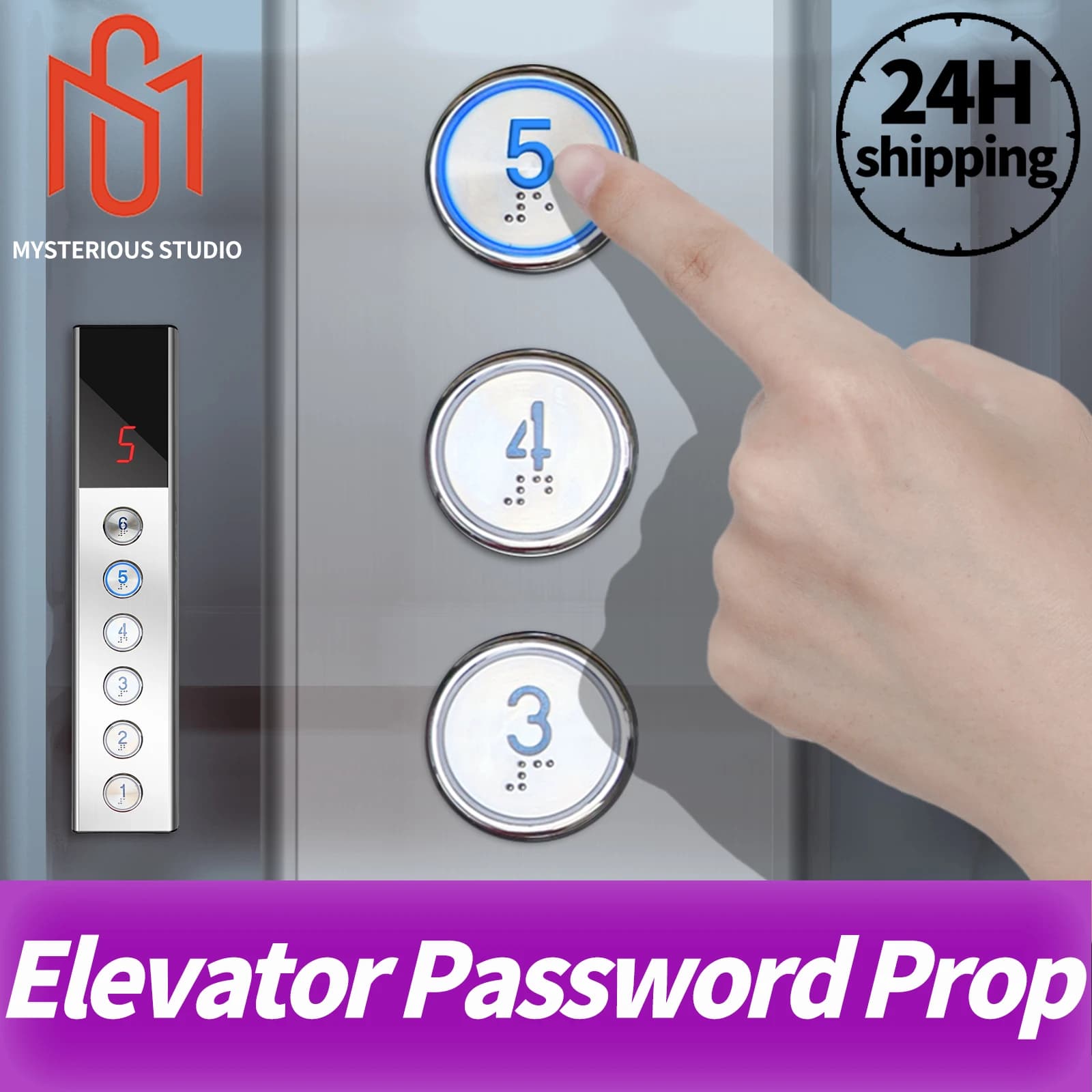 Mysterious Studio Elevator Password Prop Escape Room Game: Inserisci il password corretto per far apparire il display da 1 a 6 e per farlo aprire.