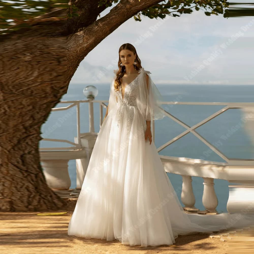 Stylish Women's Dresses Strong Size Charming Wedding Dresses with Lace A-line Printing Cleaning Custom Length Dance Dresses