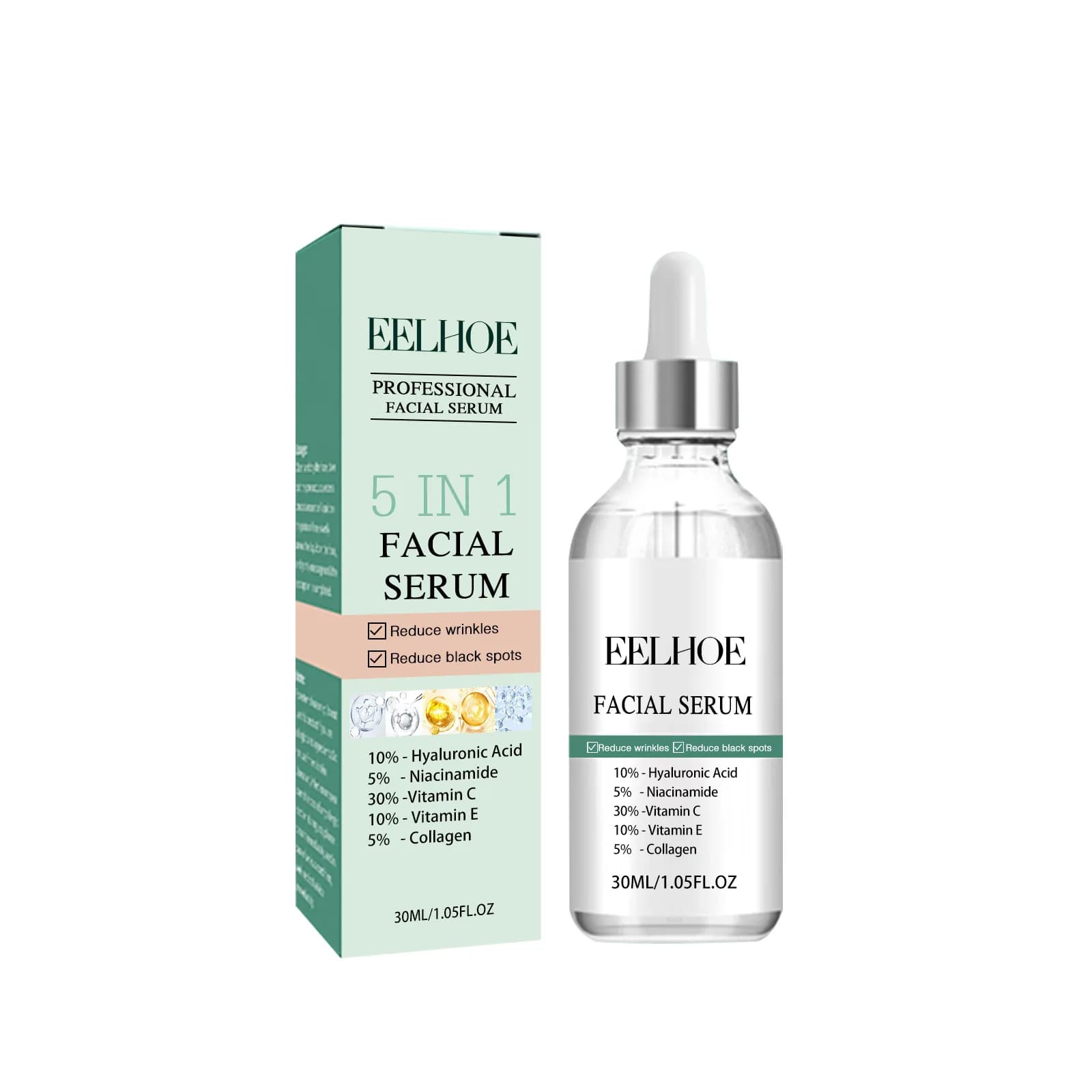 5 in 1 removal of serum wrinkles anti aging face lifting skin shearing thin lines whiten moisturize the essence of hyaluronic acid