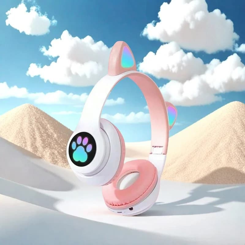 Nuove cuffie wireless per gatti carini Cuffie con orecchie di gatto carine RGB con microfono con cancellazione del rumore Musica stereo per bambini Regali per bambini