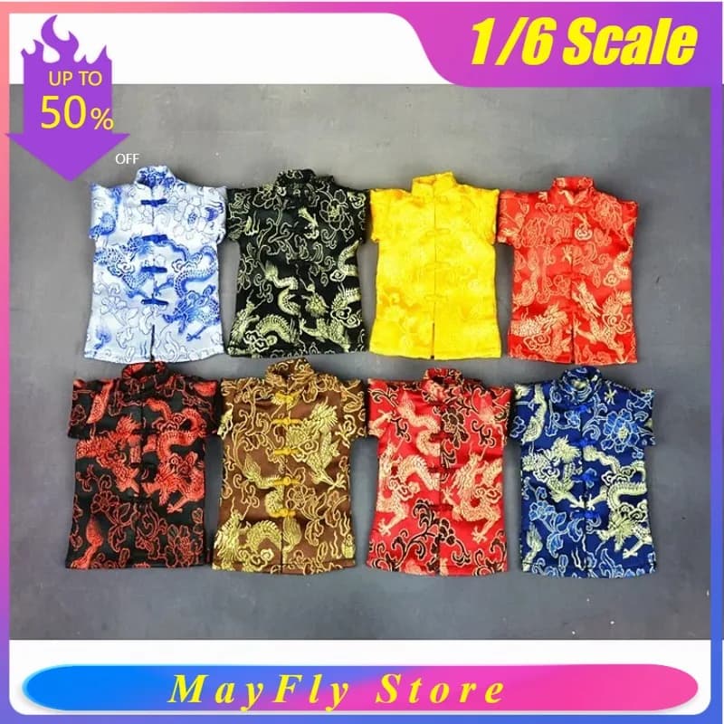 Action Figure in Scala 1/6: Modello di Abiti Stile Tang con Fibbia in Broccato, Top e Pantaloni per Soldati da 12 Pollici - Regalo da Collezione