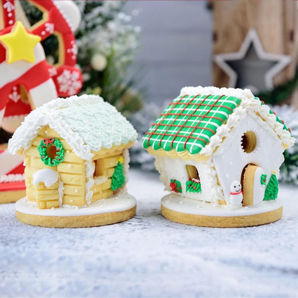 Set di 6 Mini Stampi per Biscotti a Forma di Casa di Pan di Zenzero Natalizia, Stampi 3D in Plastica per Biscotti Fai-da-Te e Lavoretti Familiari