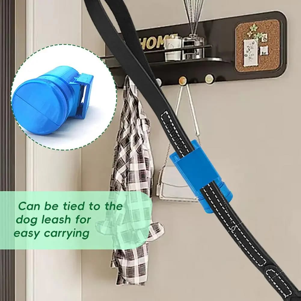 Dispenser portatile per sacchetti di rifiuti per cani Accessorio per animali domestici a forma di osso con supporto per guinzaglio Custodia da trasporto per cani che cammina