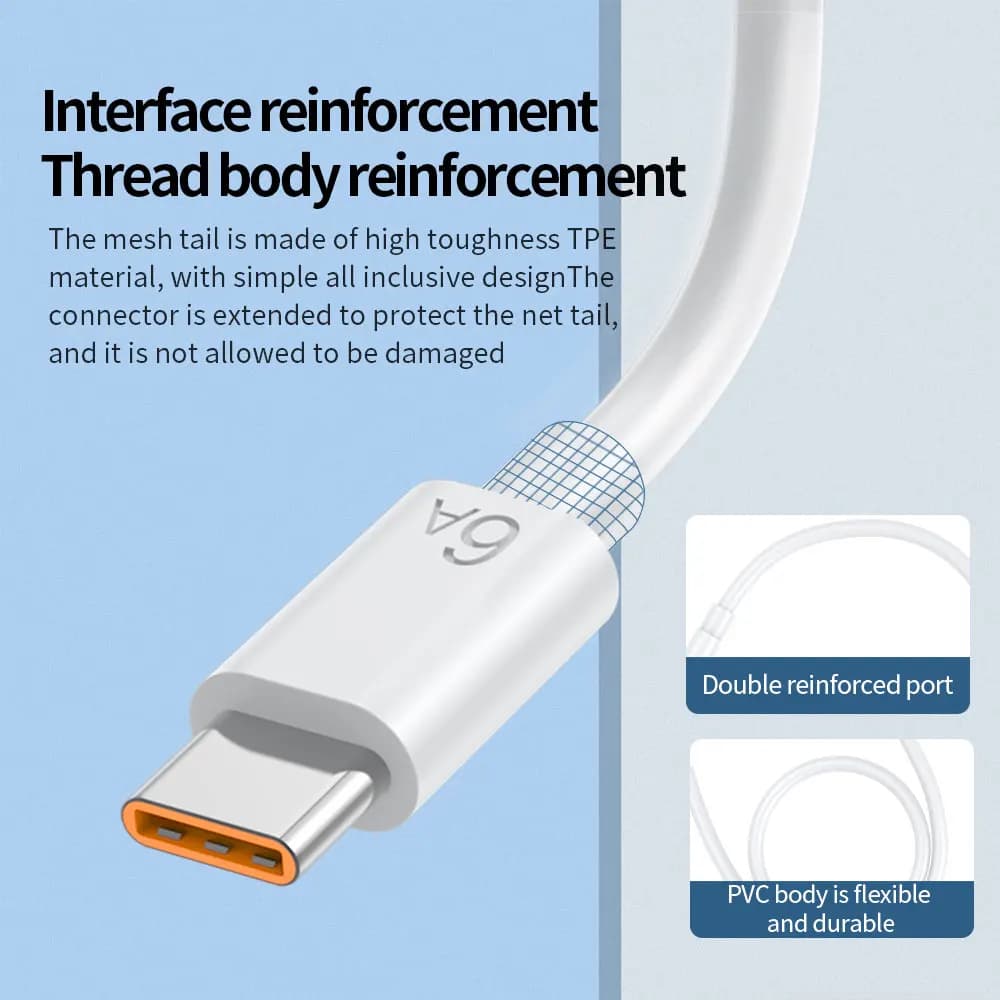 6A 67W Ultra Fast Charger Cable for Xiaomi 10T 11 Lite 12 Redmi Note 10 11T 12T 13 POCO X3 X4 F4 Quick Charging Type C USB Cable