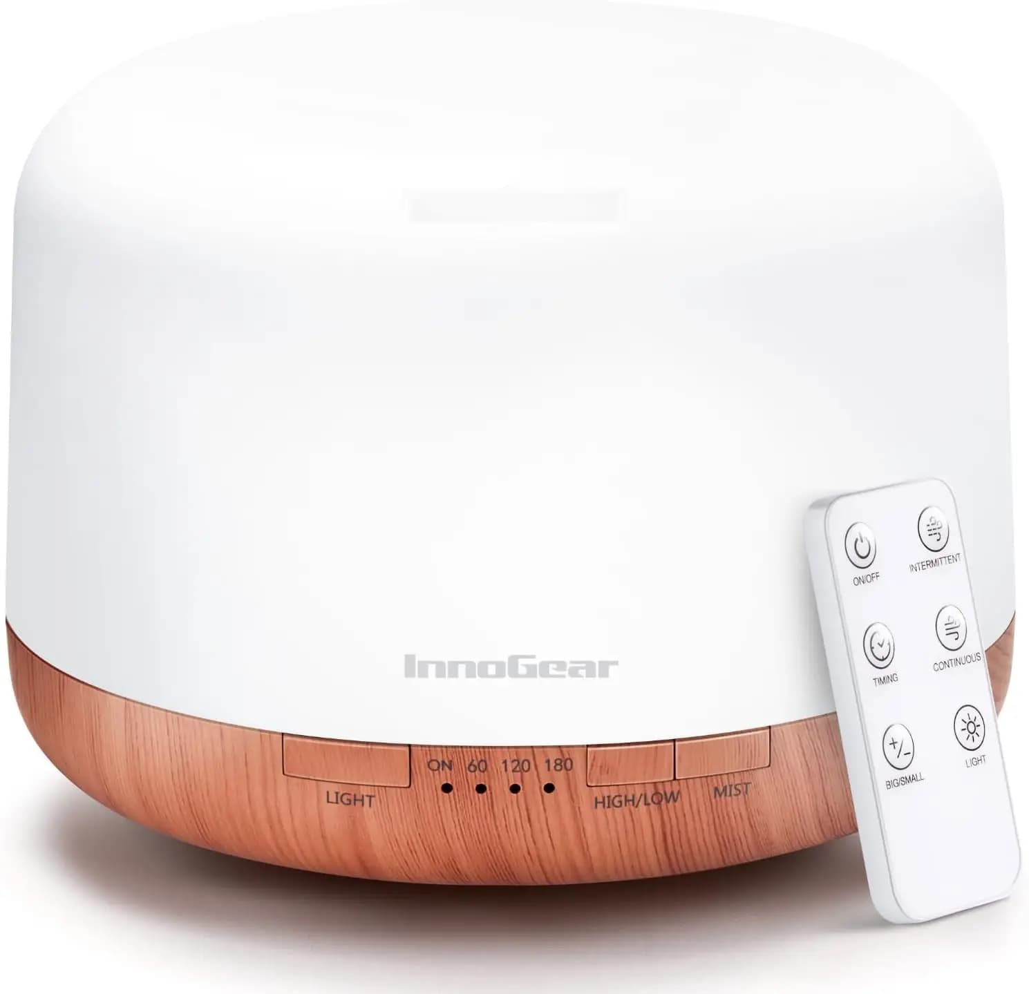 Diffusore di aromaterapia ad ultrasuoni da 500 ml con telecomando, autonomia di 18 ore, timer di spegnimento automatico, 8 luci colorate, giallo