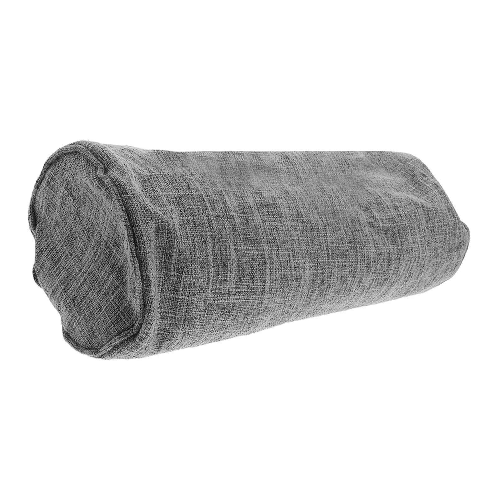 Fodera per cuscino rotondo in cotone e lino, fodera per cuscino cilindrico ergonomico per il collo, supporto lombare, per viaggio, 15.7x5.9 pollici