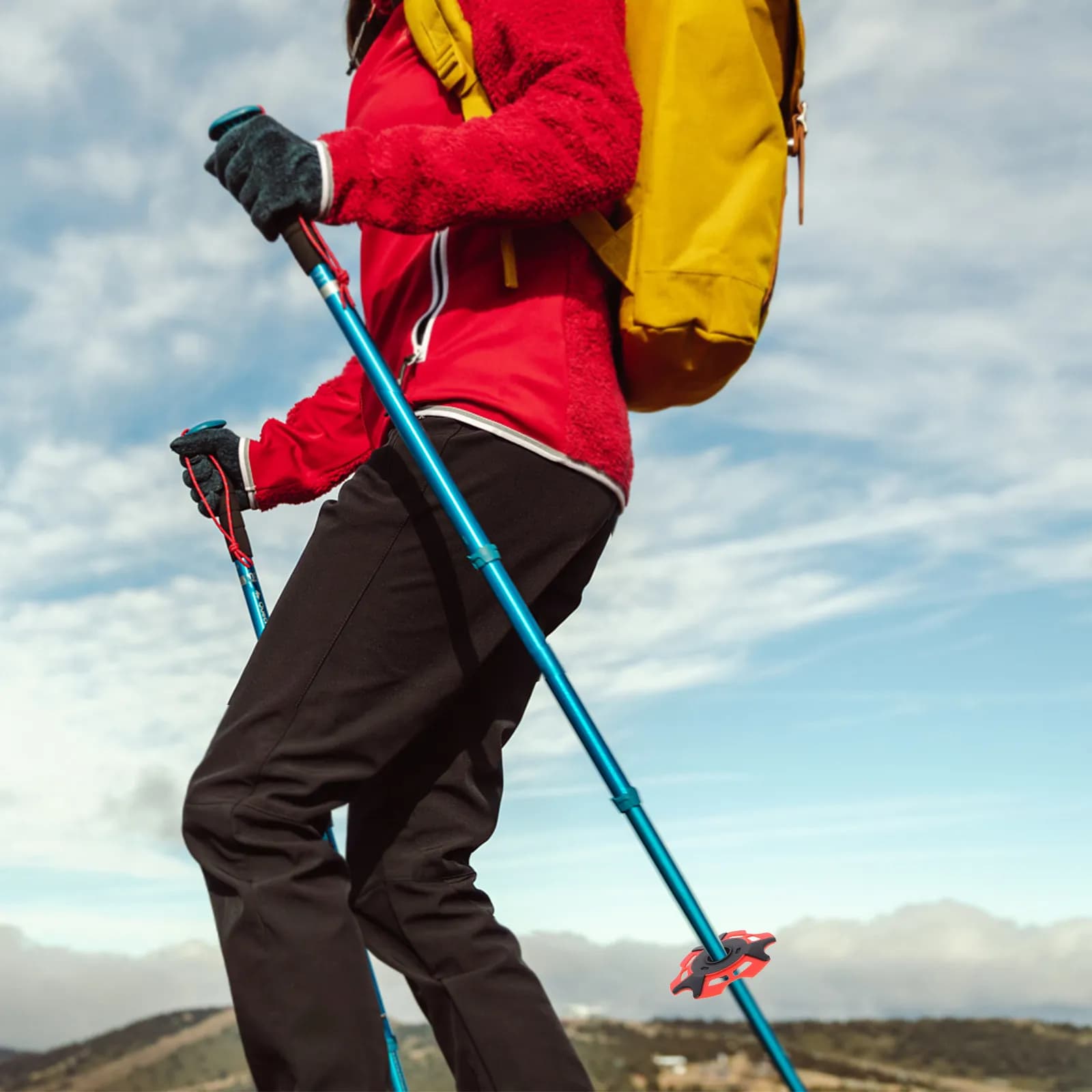 Robust replacement tips for trekking poles, easy to install, with protection for mud and snow ( Snowflake Baskets model)