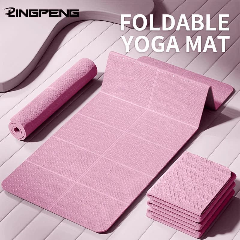 Tappetino yoga pieghevole TPE 61x183 cm Tappetino per esercizi portatile antiscivolo Leggero palestra campeggio materassino impermeabile facile da pulire