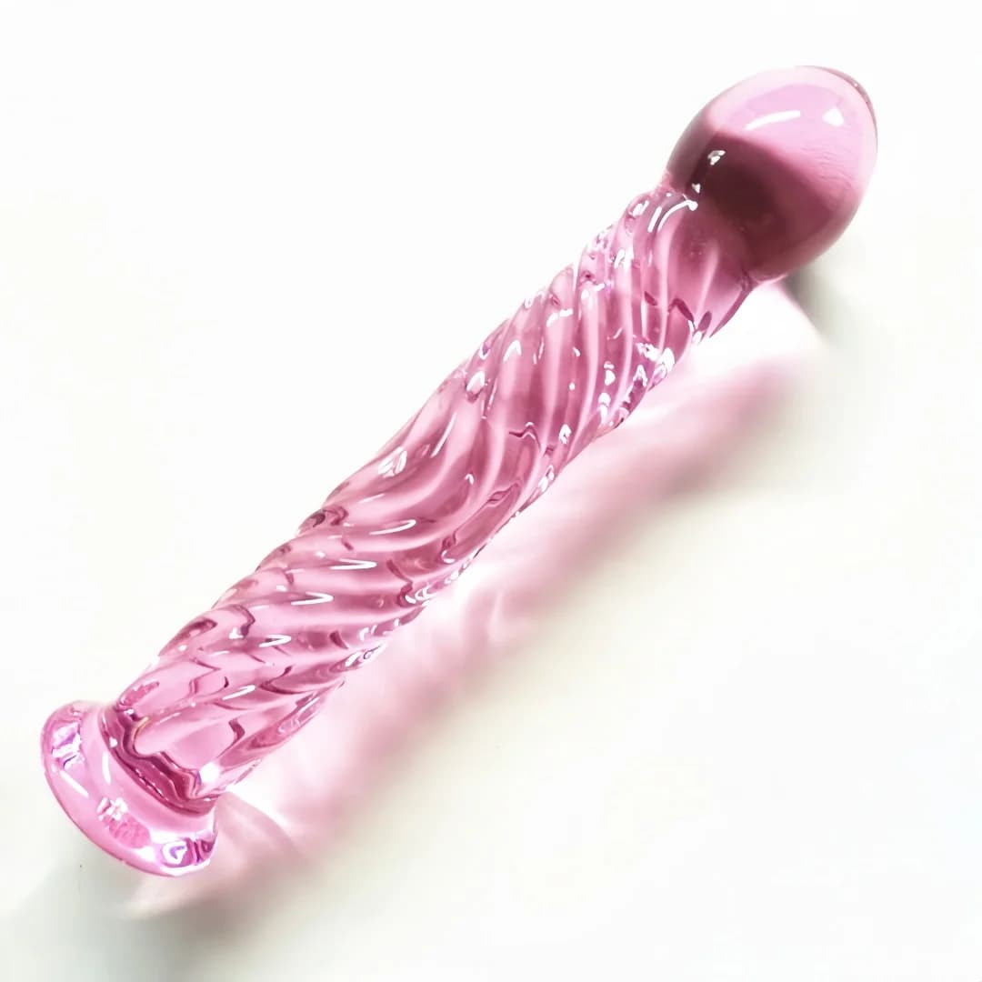 Dildo Anali in Vetro, Plug Anale Lungo in Vetro Rosa, Plug Anale Liscio, Dildo per Masturbazione Femminile, Giocattoli Sessuali