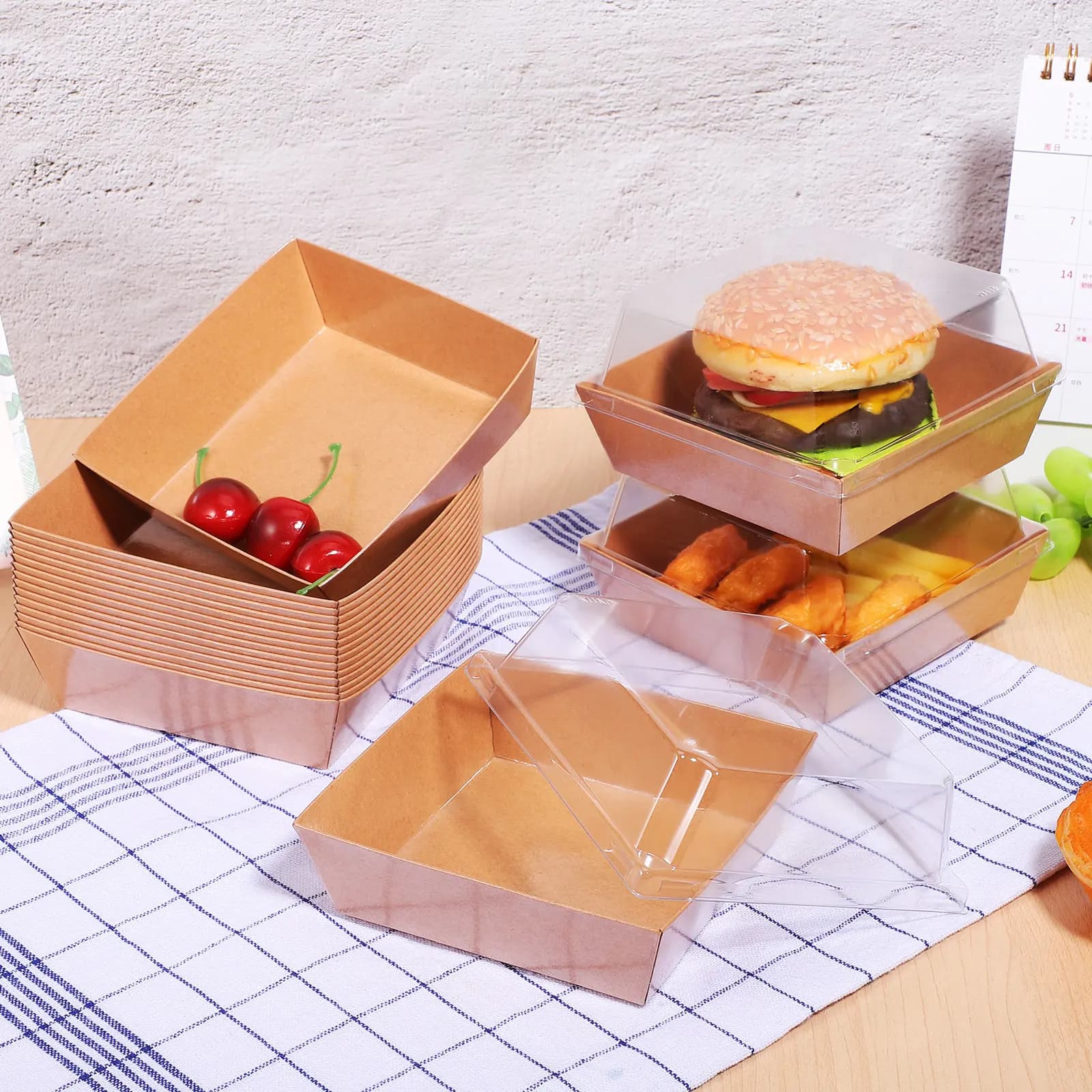 20Pcs Cake Boxes Clear Lid Sturdy Paperboard Take Out Boxes for Bakery Dessert Food Packaging Party Food Containers