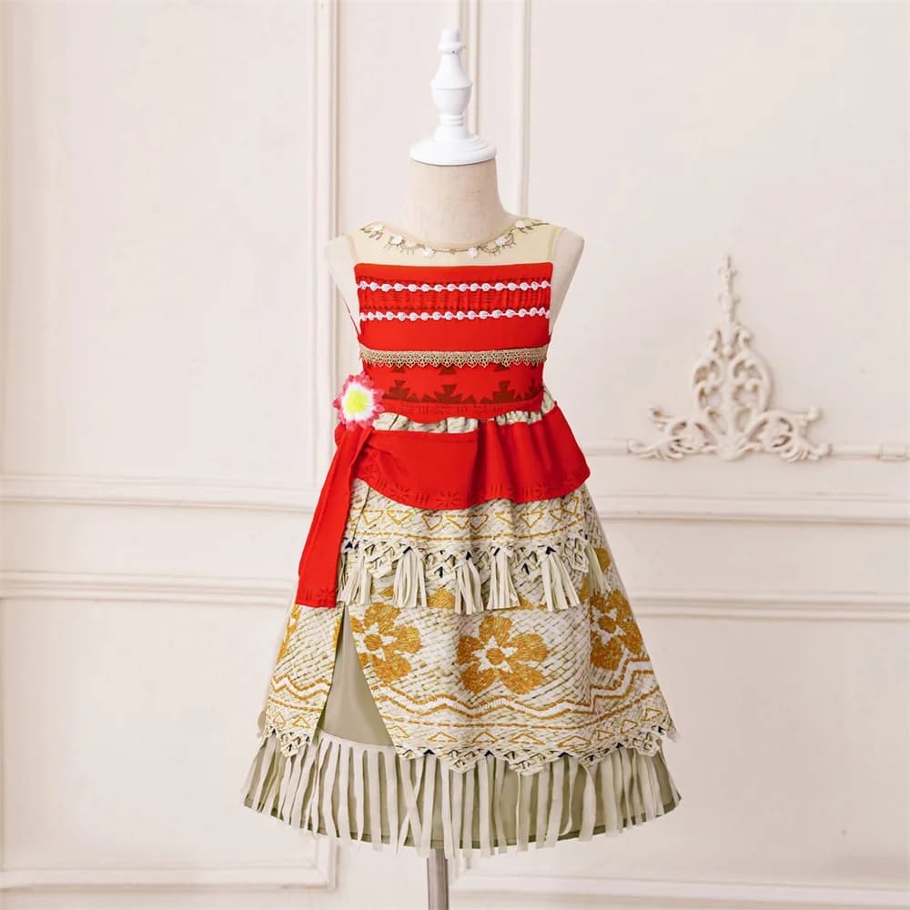 Girl Print Tassel Knit Skirt Princess Cosplay Wedding Childrens Birthday Party Piano Performance Costume