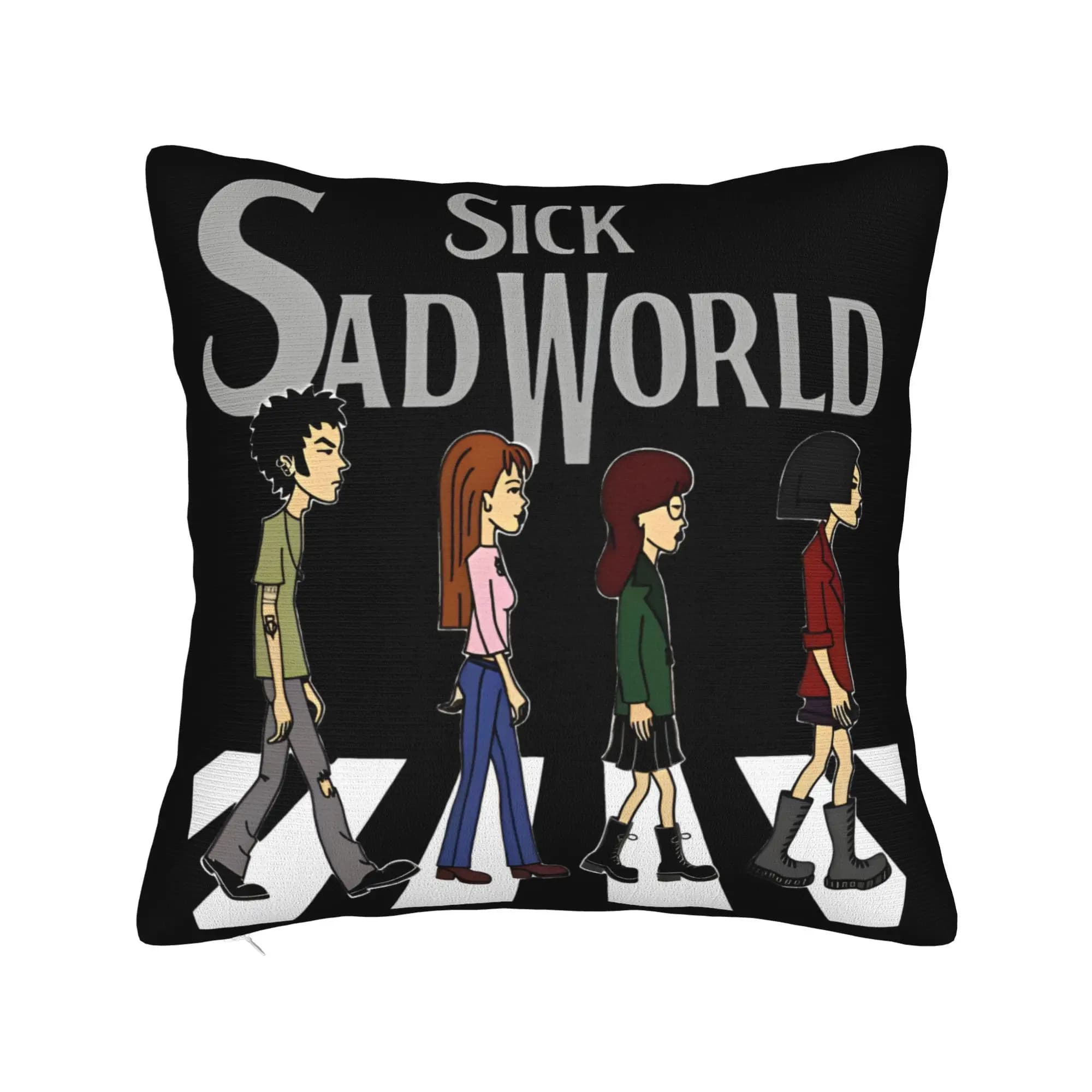 Sick Sad Abbey Road 90s Cartoon Mashup Darias Square Pillowcases Sofa Cushion Cover Home Decoration Throw Pillow Case 45*45