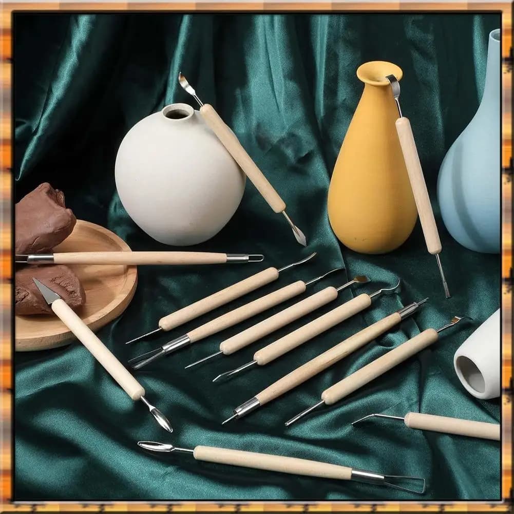 A78K Nuovi strumenti per intaglio dell'argilla da 36 pezzi Set di strumenti per argilla polimerica a doppia faccia con manici in legno lisci Strumenti per ceramica