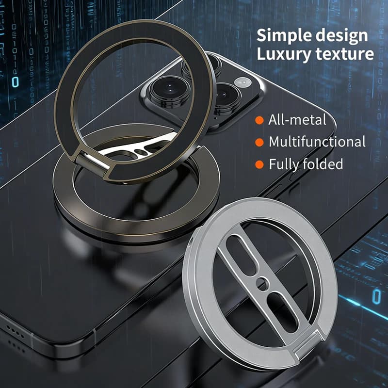 Supporto Magnetico Rotante per Magsafe, Supporto Magnetico Bifacciale Potente, Anello di Supporto per Telefono Cellulare per iPhone Huawei Samsung
