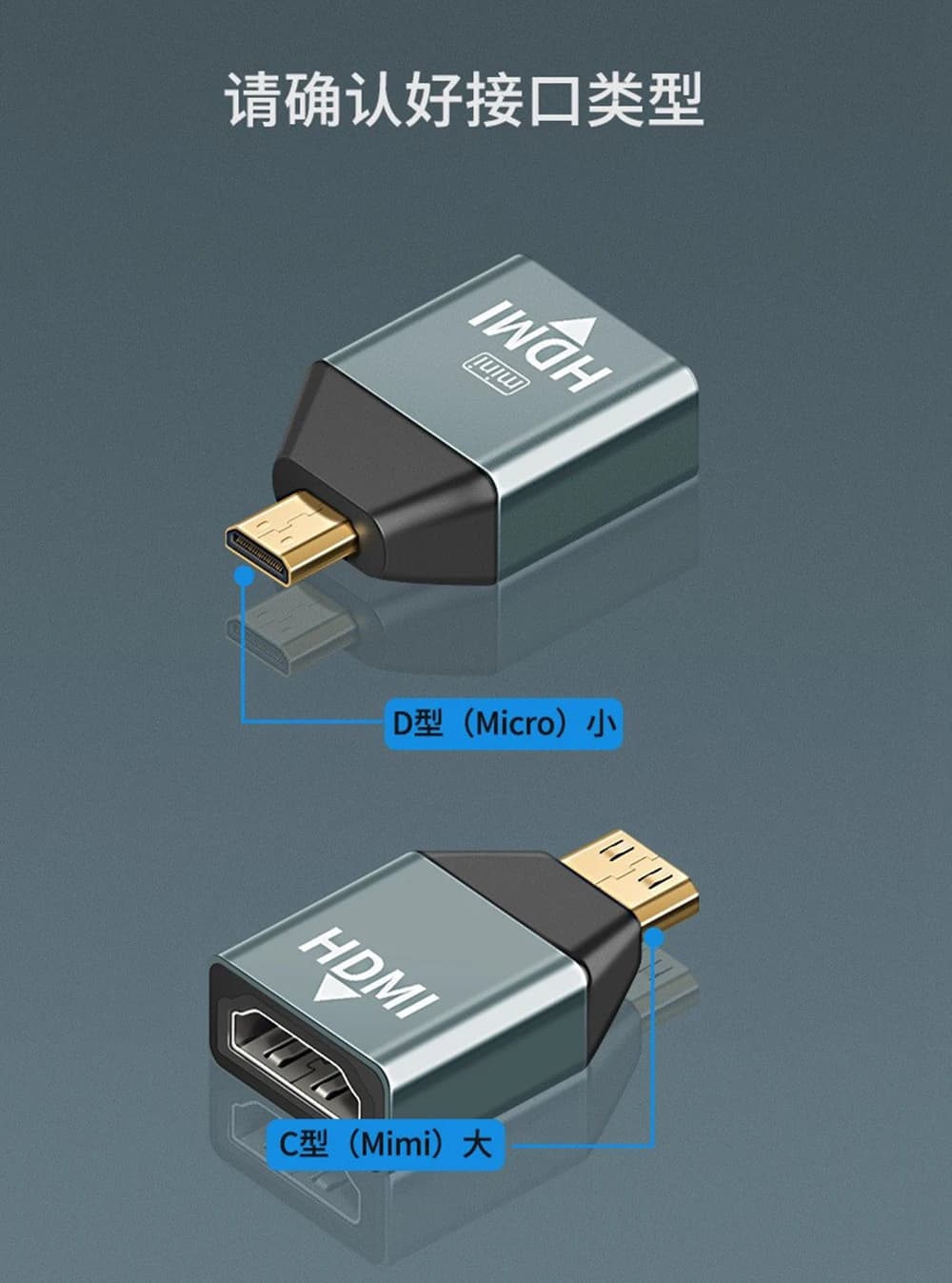 1Pcs for Monitor Notebook Projector Micro HDMI-compatible Female to Mini Male Adapter HD Connector Converter 4K@60hz Adapter