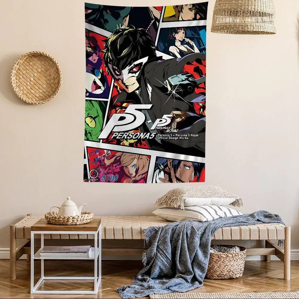 Hot Video Game Persona 5 Gaming Printed Large Wall Tapestry Wall Hanging Decoration Household Decor Blanket