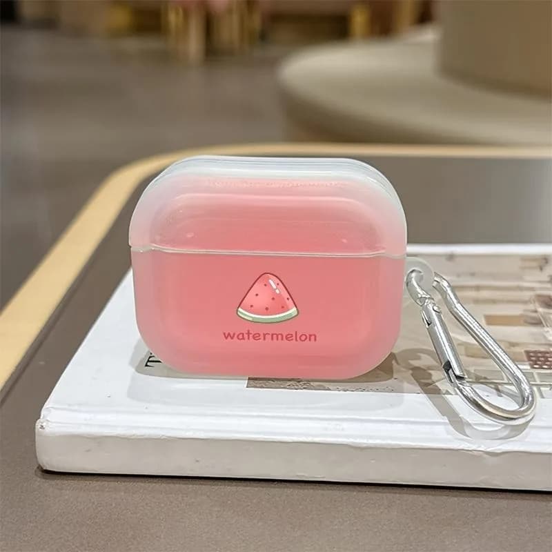 Cute Pink Watermelon Cartoon Clear Earphone Case for AirPods 4/3/2/1 Protective Case For AirPods Pro2/Pro3/Pro Shockproof Cover