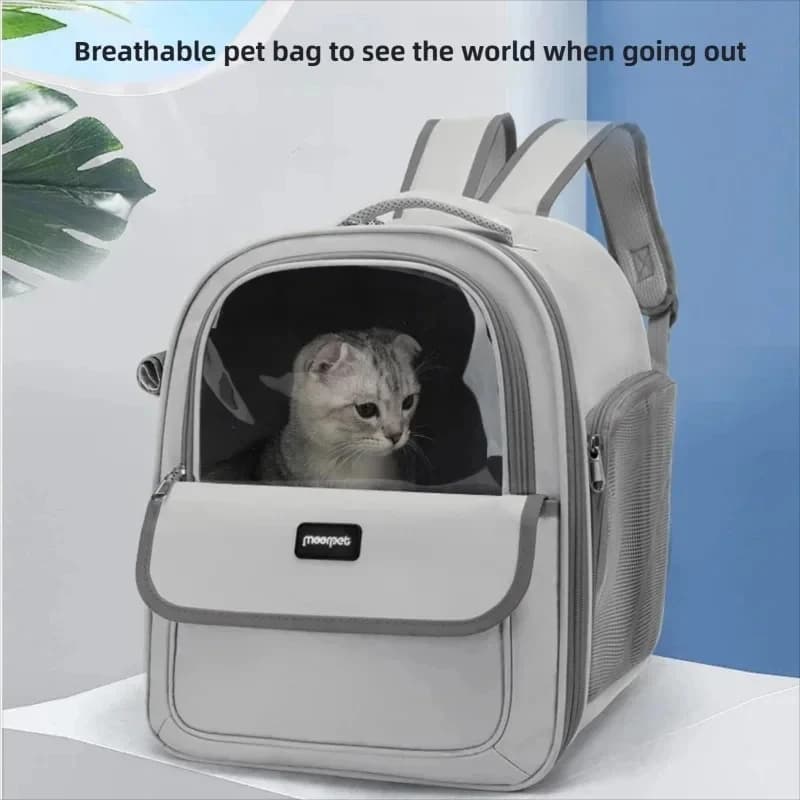 Borsa Trasportino Grande e Traspirante per Gatti, Zaino Pieghevole Portatile per Viaggi e Escursioni all'Aperto
