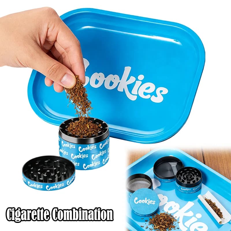 Kit smerigliatrice per erbe per tabacco Vassoio in metallo blu per erbe e smerigliatrice per erbe Smerigliatrice per erbe fumo Set per tabacco Spice Herb Tool Gift
