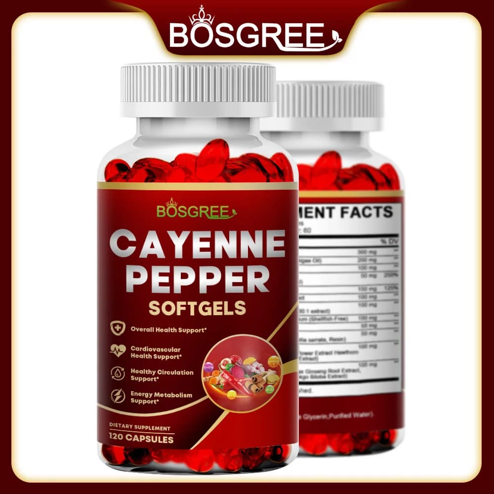 Cayenne Pepper Capsules-Supports Cardiovascular Health, Improves Digestion & Blood Circulation,Vitamins D3 K2 Herbal Supplement