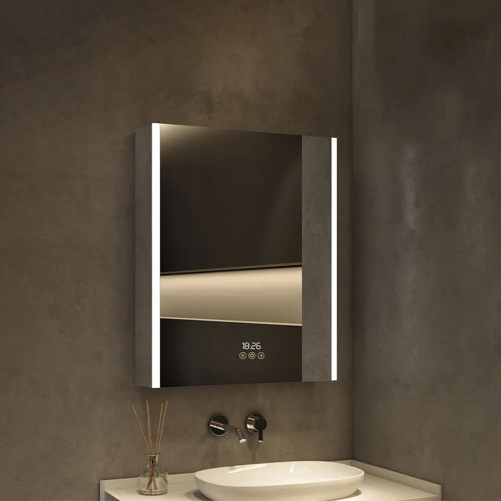 Armadietto dei medicinali da bagno Armadietto con specchio da toeletta Armadietto dei medicinali a specchio a LED montato a parete con luce