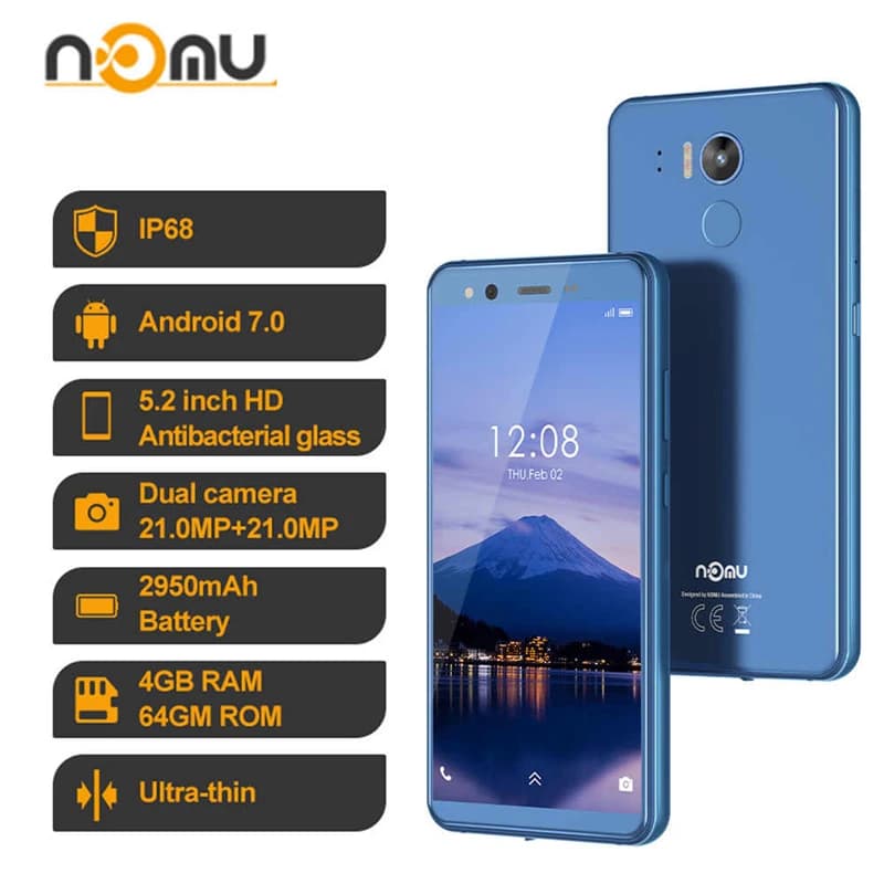 NOMU M8 4G LTE Smartphone robusto 4GB RAM 64GB ROM Android 7.0 MTK6750T Octa Core Dual 21.0MP NFC impermeabile 5.2 "telefono cellulare
