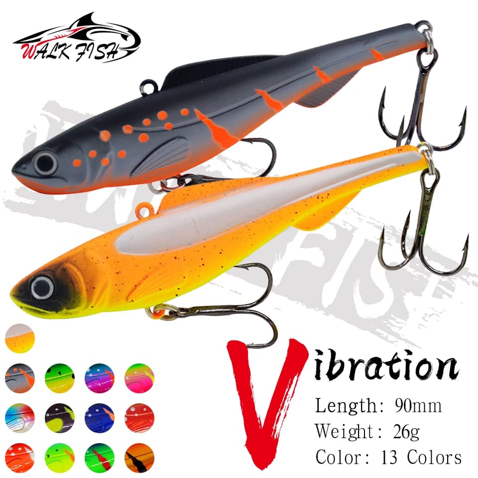 CAMMINARE PESCE Nuovo 1 Pz 9 cm/26g Affondamento Inverno Ghiaccio VIB Richiamo di Pesca Isca Artificiale Rattlin Vibrazione Esca Dura Crankbait Treble Hook