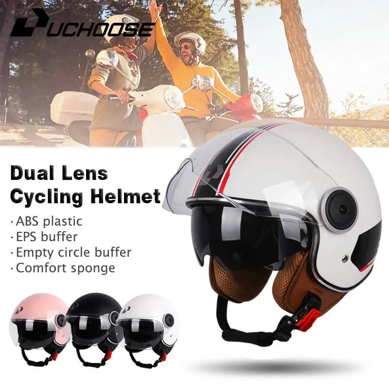 3/4 helmets Moto Open Face with men's Vintage Moto Bike Cascos Scooter helmets
