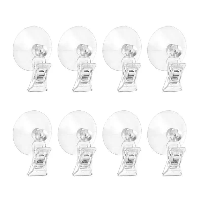 E8BD 8 ganci trasparenti a ventosa con morsetti, accessorio portatile per finestra del bagno casa e display per