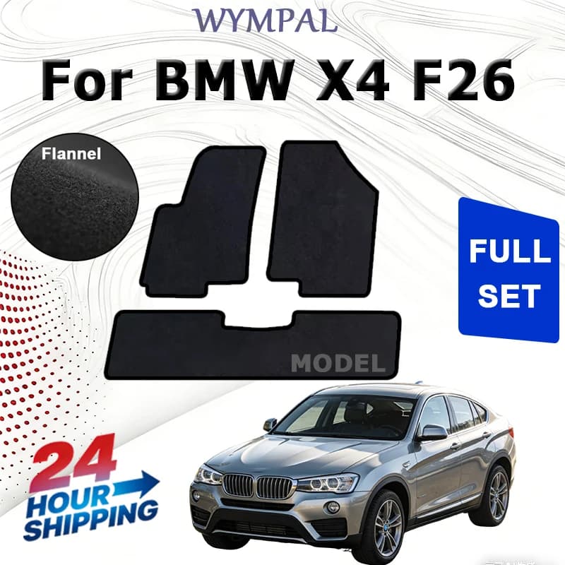 Nylon Velour rugs set for BMW X4 F26 SUV (2014 2015 2016 2017 2018) -Black