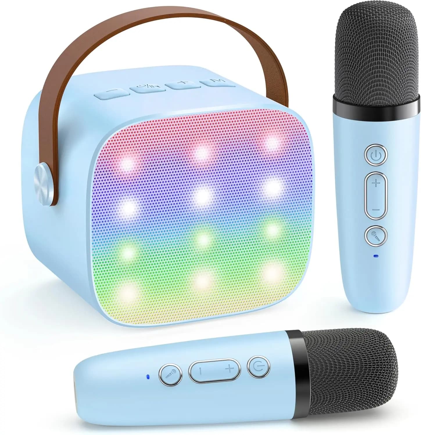 Macchina Karaoke Portatile per Bambini con 2 Microfoni Wireless, Altoparlante Bluetooth per Regali di Compleanno e Pasqua per Ragazzi e Ragazze dai 3 ai 12+ Anni Blu