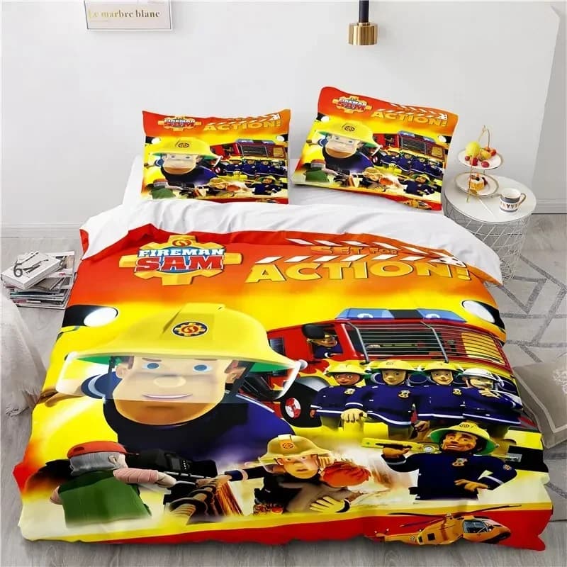 New 3D Print Cartoon Fireman Sam Comfortable Duvet Quilt Cover Pillowcase Bedding Set Children Bedroom Decoration Home Textile